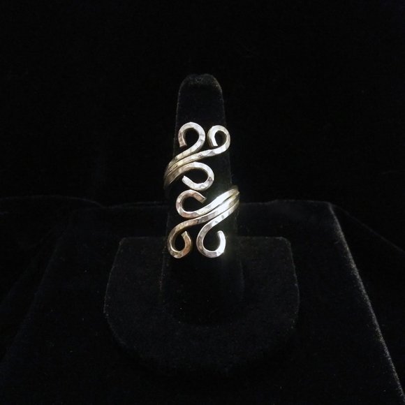 Vintage Gypsy Boho Sterling Silver Scroll Ring - Picture 3 of 4